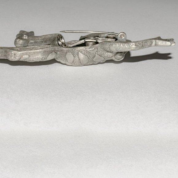 Vintage Made in USA Signed JJ Silver Tone Large Leaping Frog Brooch - Picture 11 of 11